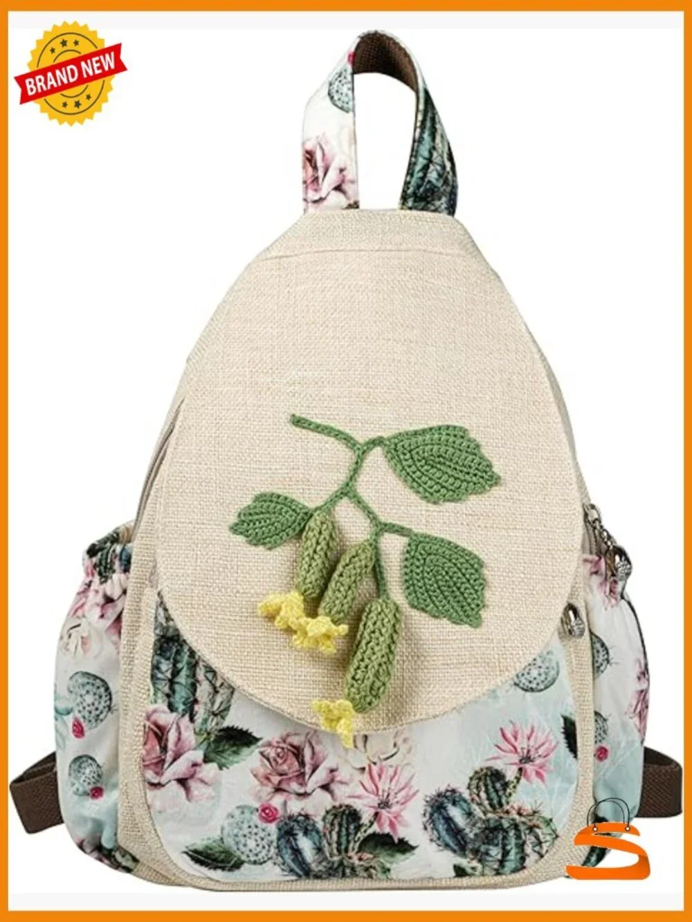 Hand-Knit Multi-Pocket Backpack for Travel School Work